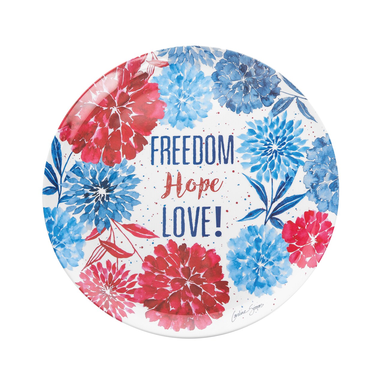14" Patriotic "Freedom Hope Love" Serving Platter - Independence Day